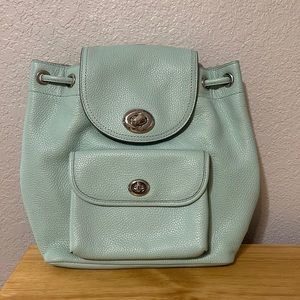 Coach mint blue mini backpack purse